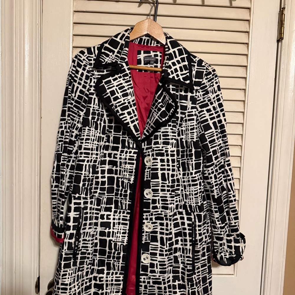 Chic Black and White Women's Trench Coat